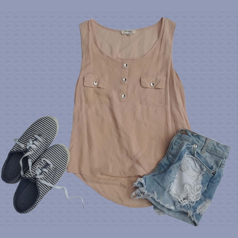 Chocolate U.S.A.|Creamy Pink High Low Shirt